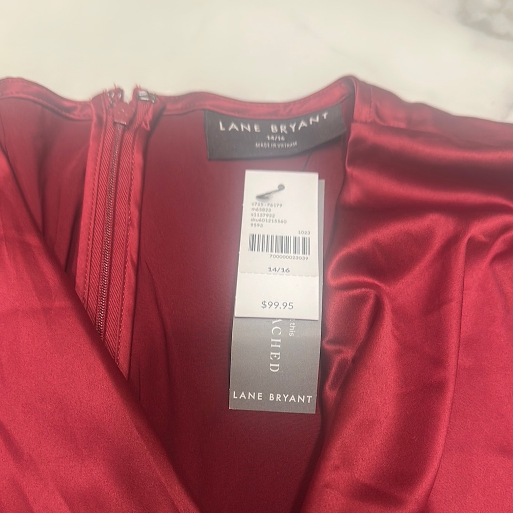 Lane Bryant Rich Red Satin Dress - NWT - Picture 2 of 11